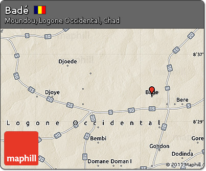 Shaded Relief Map of Badé