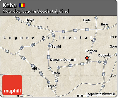Shaded Relief Map of Kaba