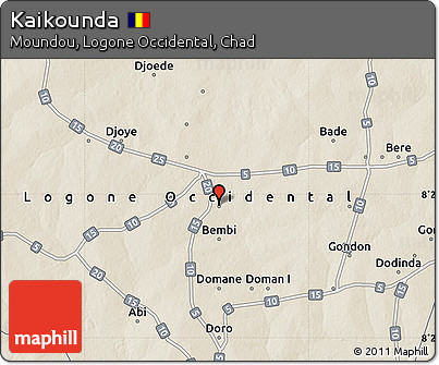 Shaded Relief Map of Kaikounda