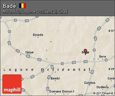 Shaded Relief Map of Badé