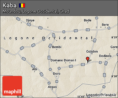 Shaded Relief Map of Kaba