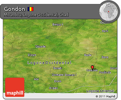 Satellite Panoramic Map of Gondon