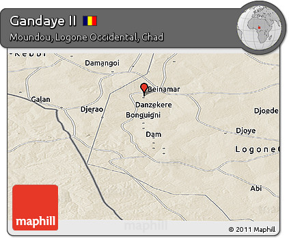 Shaded Relief Panoramic Map of Gandaye II
