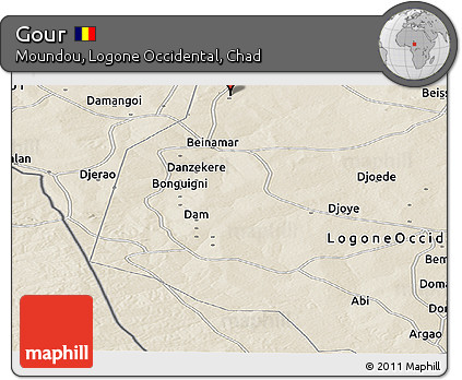 Shaded Relief Panoramic Map of Gour