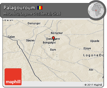 Shaded Relief Panoramic Map of Palagouroum
