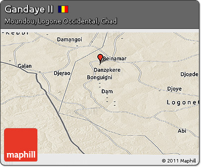 Shaded Relief Panoramic Map of Gandaye II