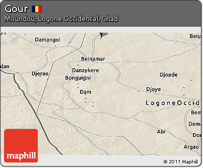 Shaded Relief Panoramic Map of Gour