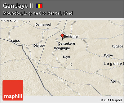 Shaded Relief Panoramic Map of Gandaye II