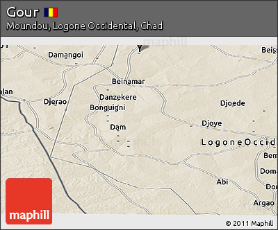 Shaded Relief Panoramic Map of Gour