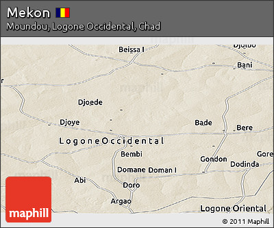 Shaded Relief Panoramic Map of Mekon