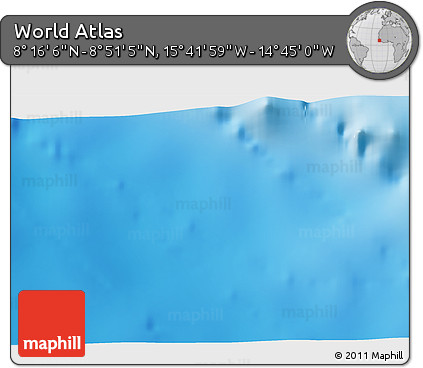 Shaded Relief 3D Map of the Area around 8° 33' 36" N, 15° 13' 29" W