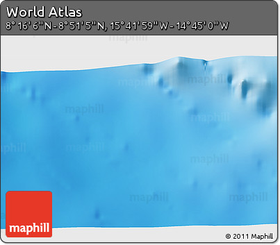 Shaded Relief 3D Map of the Area around 8° 33' 36" N, 15° 13' 29" W