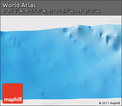 Shaded Relief 3D Map of the Area around 8° 33' 36" N, 15° 13' 29" W