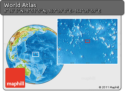 Physical Location Map of the Area around 8° 33' 36" N, 164° 7' 30" E