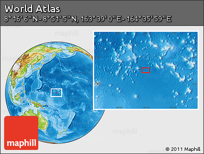 Physical Location Map of the Area around 8° 33' 36" N, 164° 7' 30" E