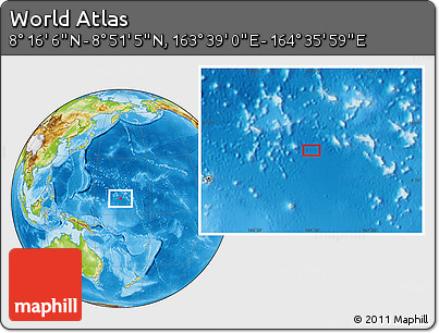 Physical Location Map of the Area around 8° 33' 36" N, 164° 7' 30" E