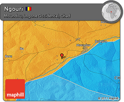 Political 3D Map of Ngouri