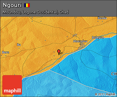 Political 3D Map of Ngouri
