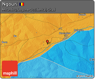 Political 3D Map of Ngouri