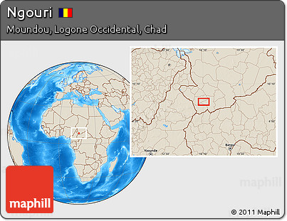 Shaded Relief Location Map of Ngouri