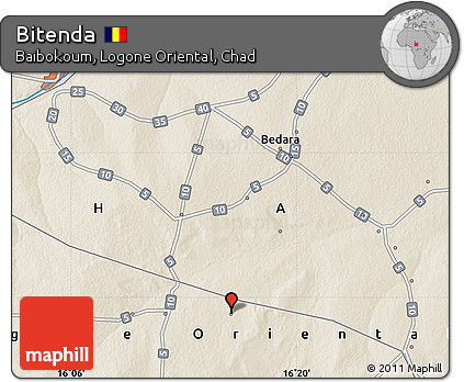 Shaded Relief Map of Bitenda