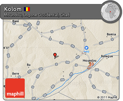 Shaded Relief Map of Kolom