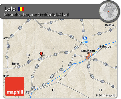 Shaded Relief Map of Lolo