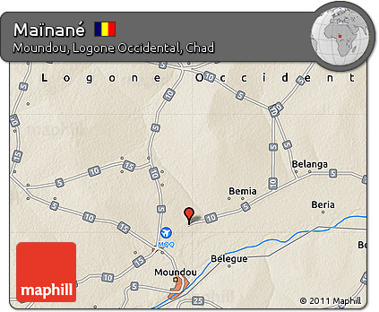Shaded Relief Map of Maïnané