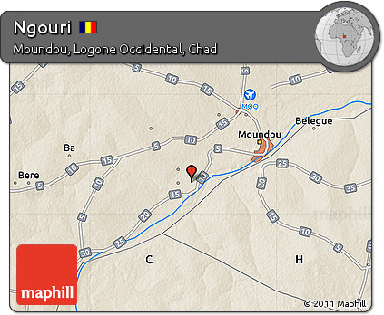 Shaded Relief Map of Ngouri