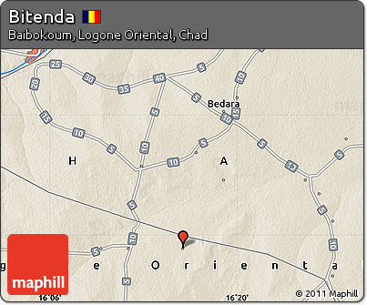 Shaded Relief Map of Bitenda