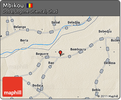 Shaded Relief Map of Mbikou