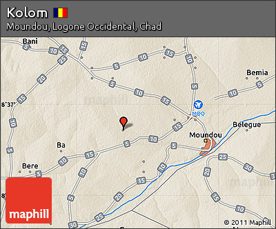 Shaded Relief Map of Kolom