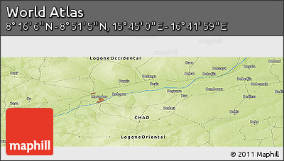 Physical Panoramic Map of the Area around 8° 33' 36" N, 16° 13' 30" E