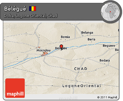 Shaded Relief Panoramic Map of Bélégué