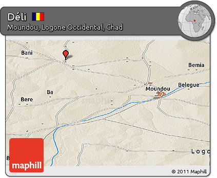 Shaded Relief Panoramic Map of Déli