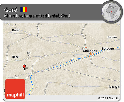 Shaded Relief Panoramic Map of Goré