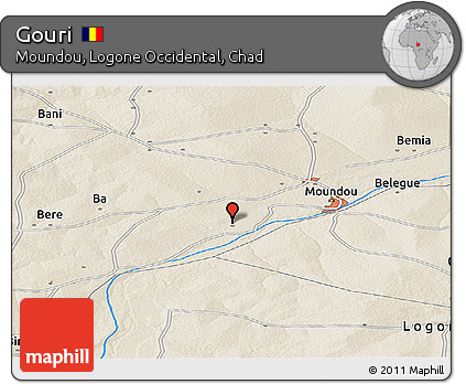 Shaded Relief Panoramic Map of Gouri