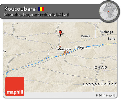 Shaded Relief Panoramic Map of Koutoubara