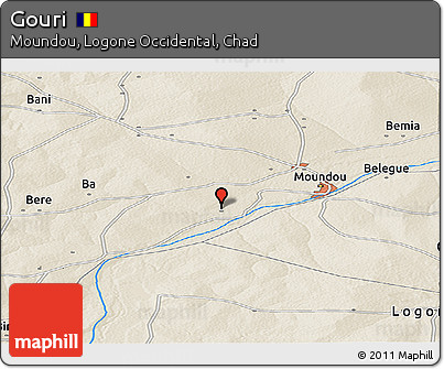 Shaded Relief Panoramic Map of Gouri