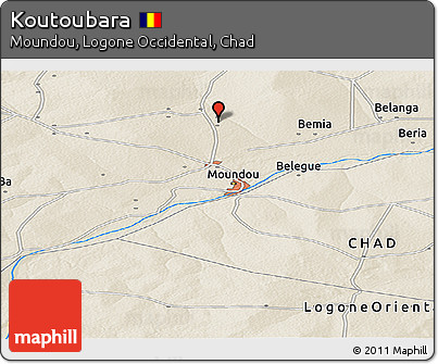 Shaded Relief Panoramic Map of Koutoubara