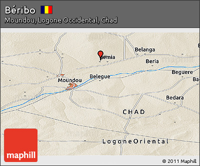 Shaded Relief Panoramic Map of Béribo