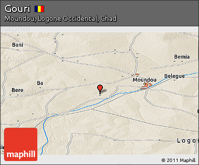 Shaded Relief Panoramic Map of Gouri