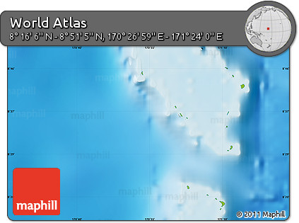 Physical Map of the Area around 8° 33' 36" N, 170° 55' 30" E