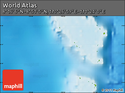 Physical Map of the Area around 8° 33' 36" N, 170° 55' 30" E