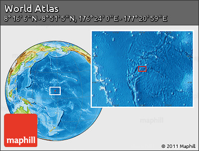 Physical Location Map of the Area around 8° 33' 36" N, 176° 52' 30" E