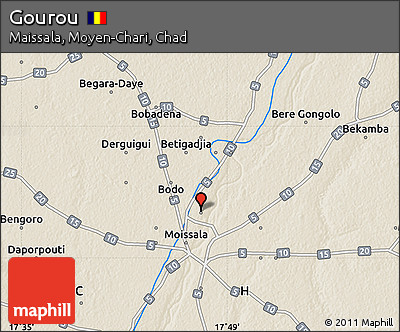 Shaded Relief Map of Gourou