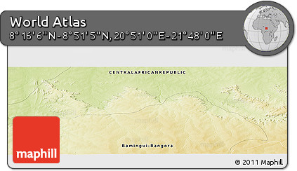 Physical Panoramic Map of the Area around 8° 33' 36" N, 21° 19' 30" E