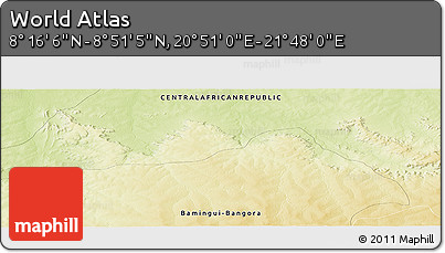 Physical Panoramic Map of the Area around 8° 33' 36" N, 21° 19' 30" E