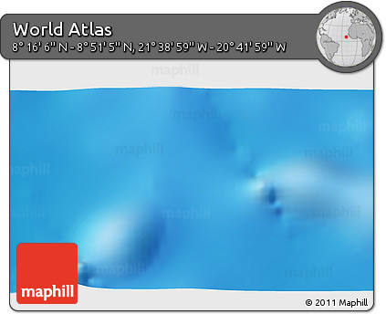 Physical 3D Map of the Area around 8° 33' 36" N, 21° 10' 29" W