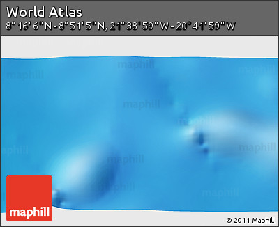 Physical 3D Map of the Area around 8° 33' 36" N, 21° 10' 29" W